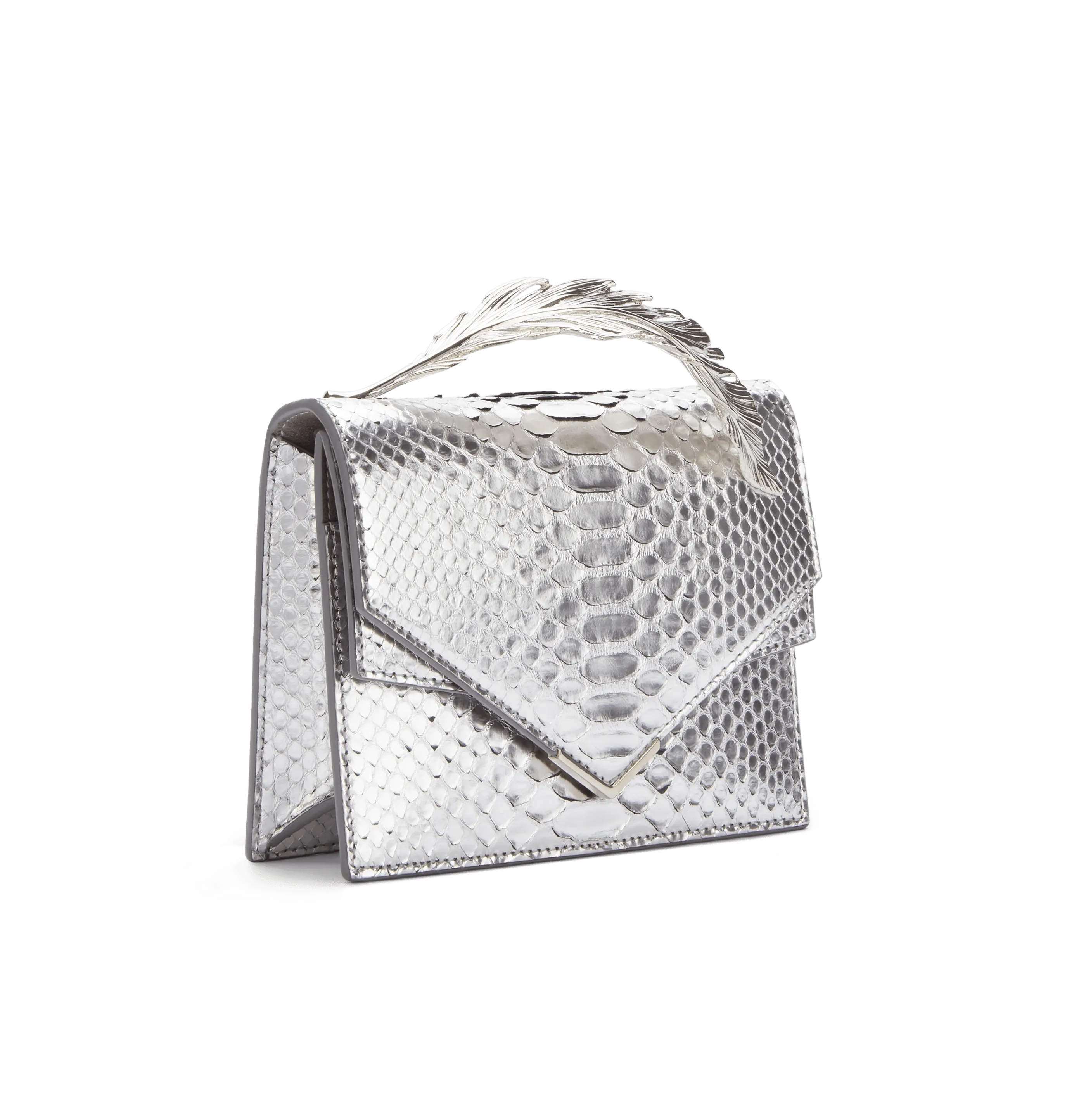 Metallic Silver Python Alina Clutch
