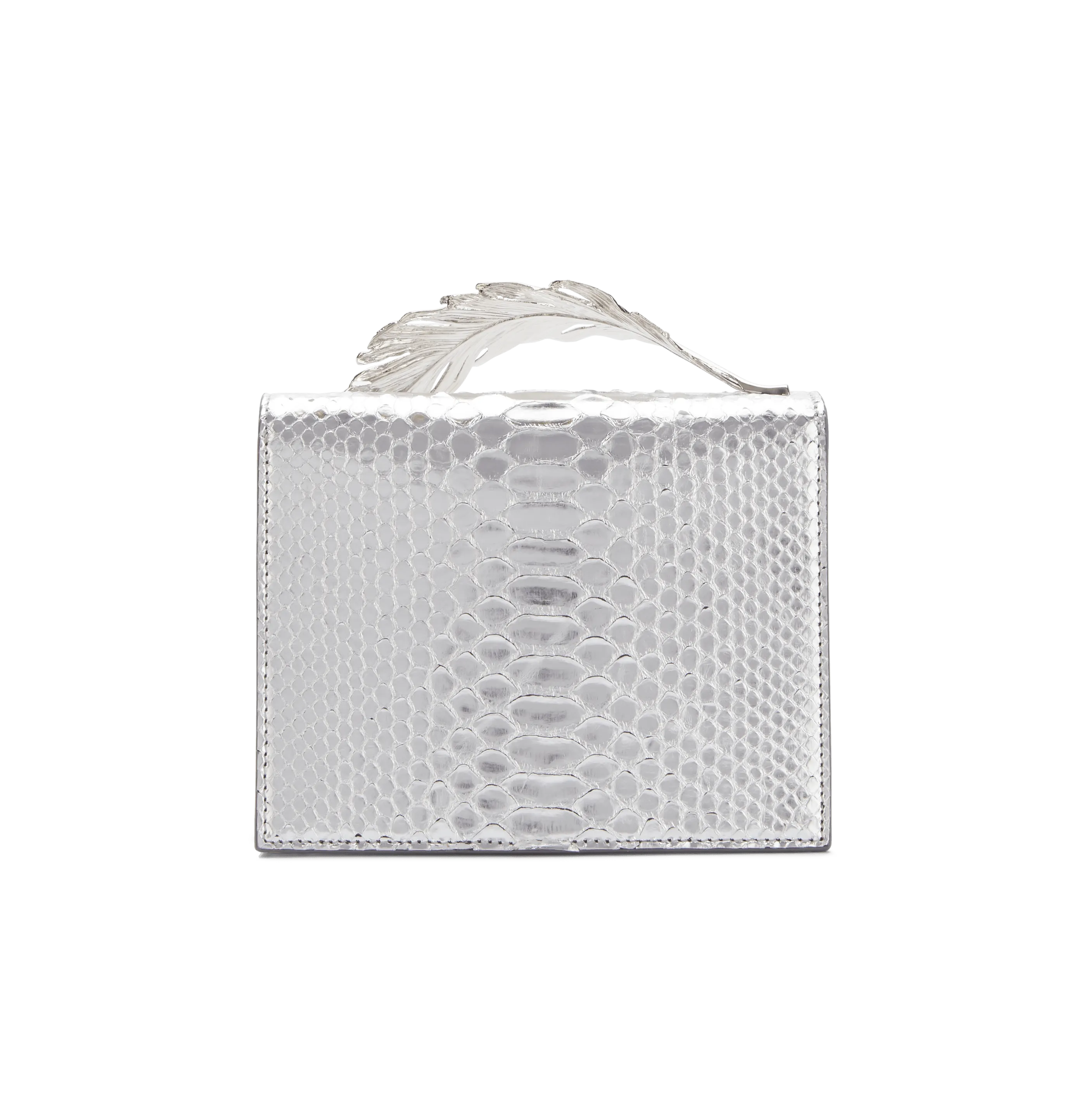 Metallic Silver Python Alina Clutch