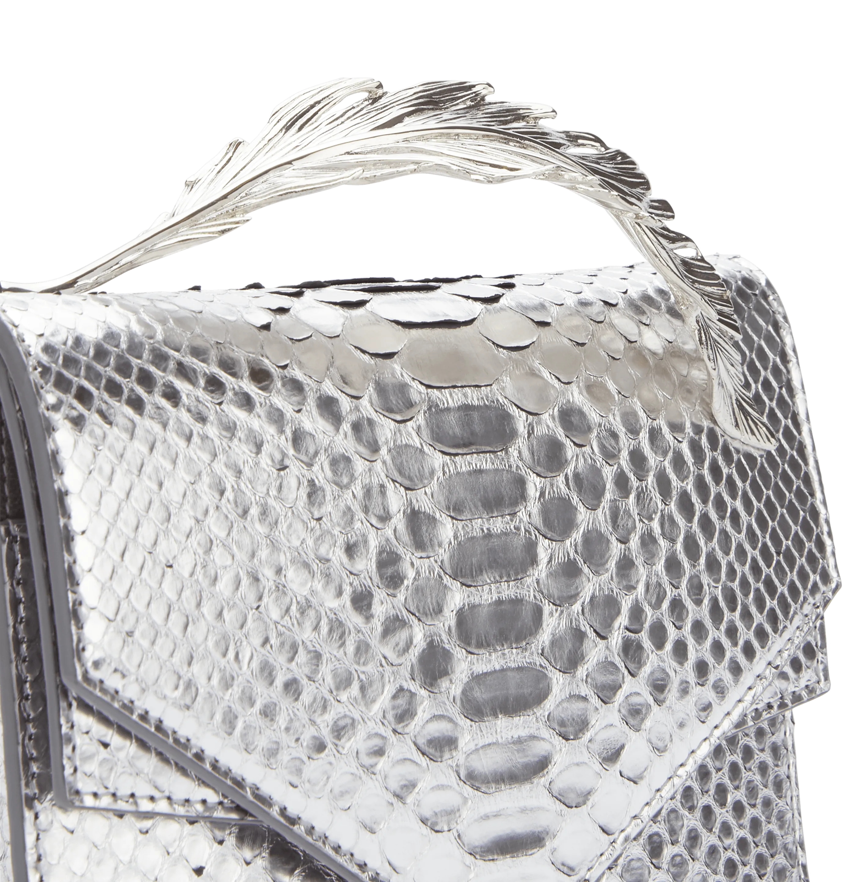 Metallic Silver Python Alina Clutch