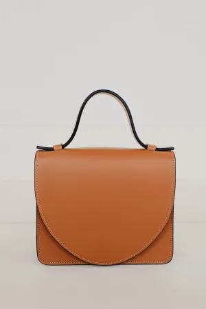 Micro Briefcase | Stitched Tricolor Cognac
