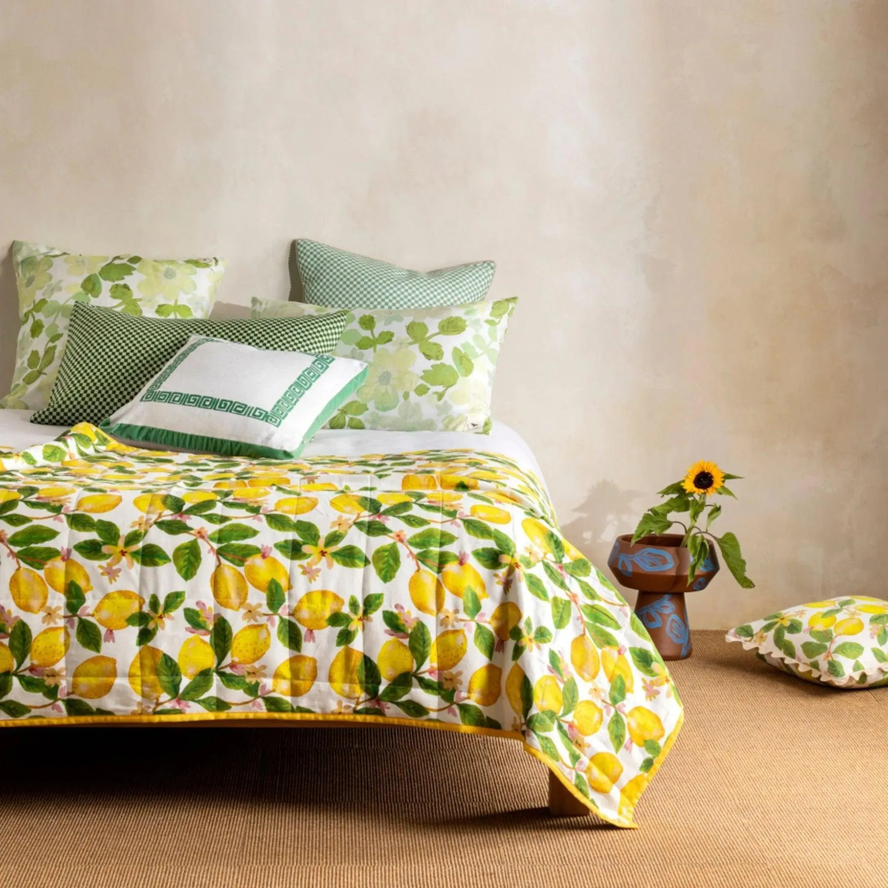 Mini Pastel Floral Standard Pillow Case Set 2 |  Green