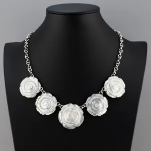 Mother of Pearl Carved Rose Necklace