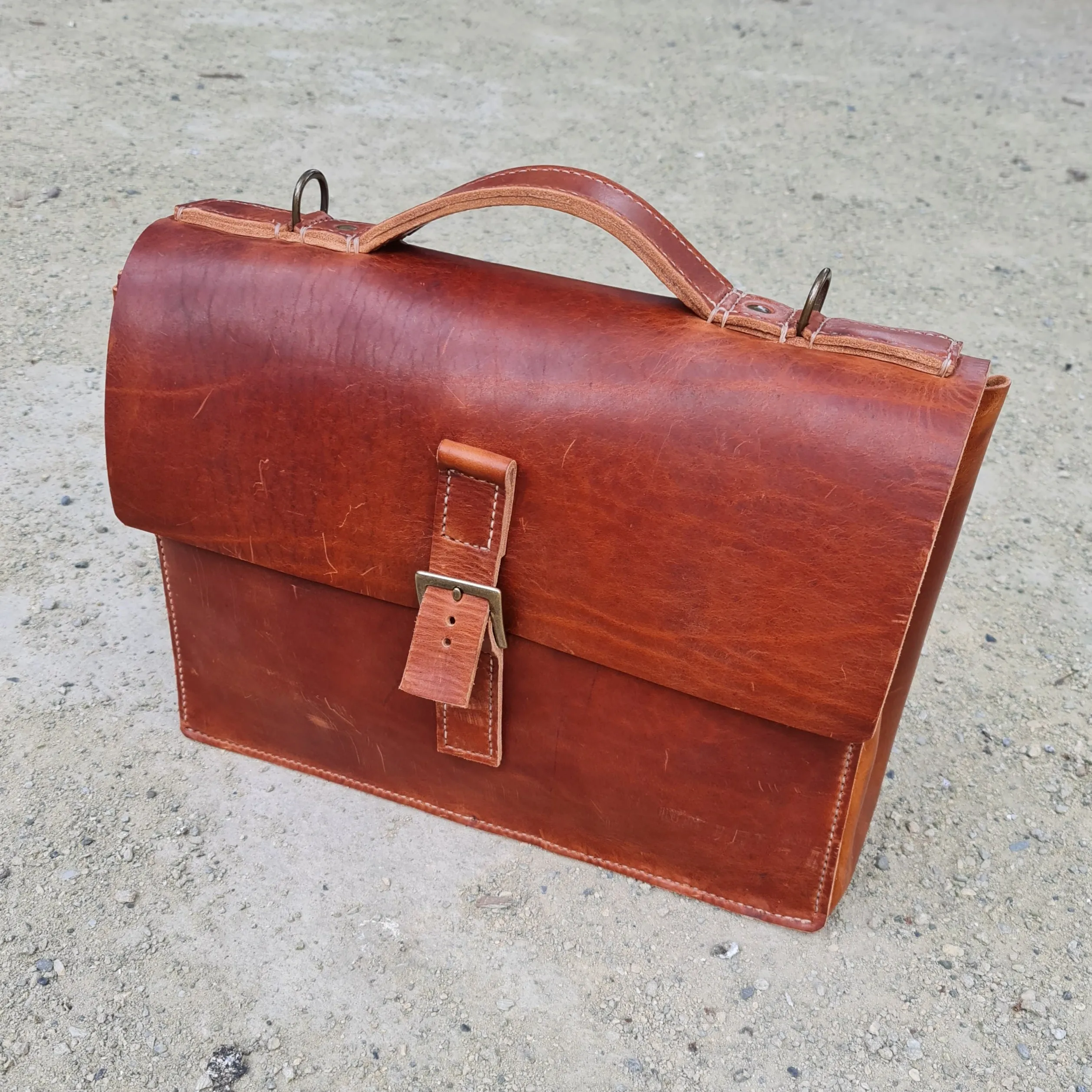 No. 22 SADDLEBAG Briefcase - Hand Stitched - Horween Leather