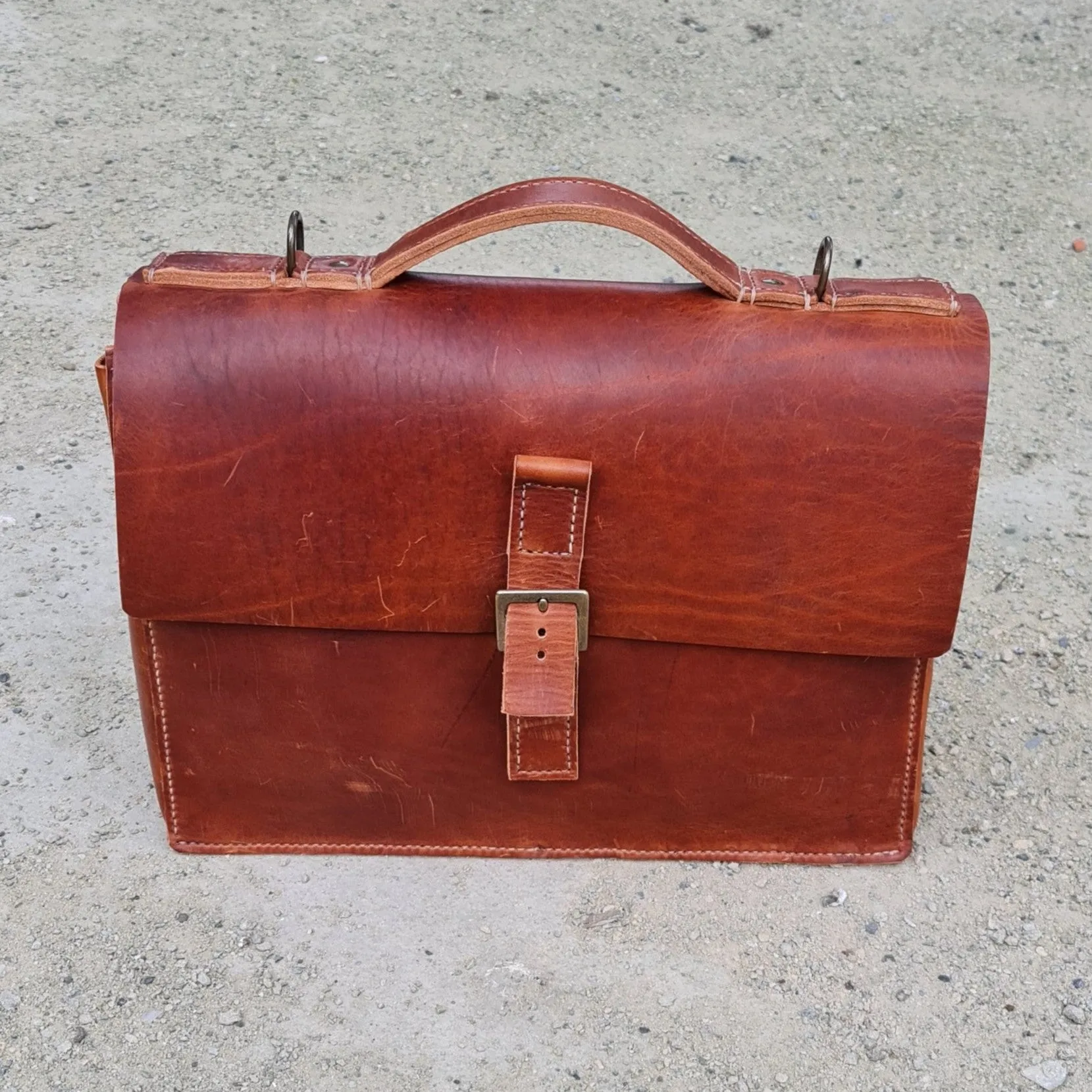No. 22 SADDLEBAG Briefcase - Hand Stitched - Horween Leather