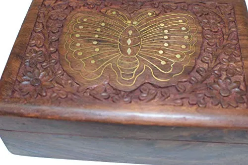 OM SHRI OM Rosewood Ladies Box Jewelry Organizer Handcrafted India Product Decorative Design