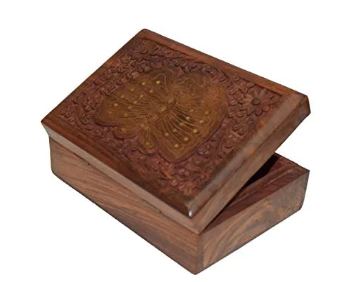 OM SHRI OM Rosewood Ladies Box Jewelry Organizer Handcrafted India Product Decorative Design