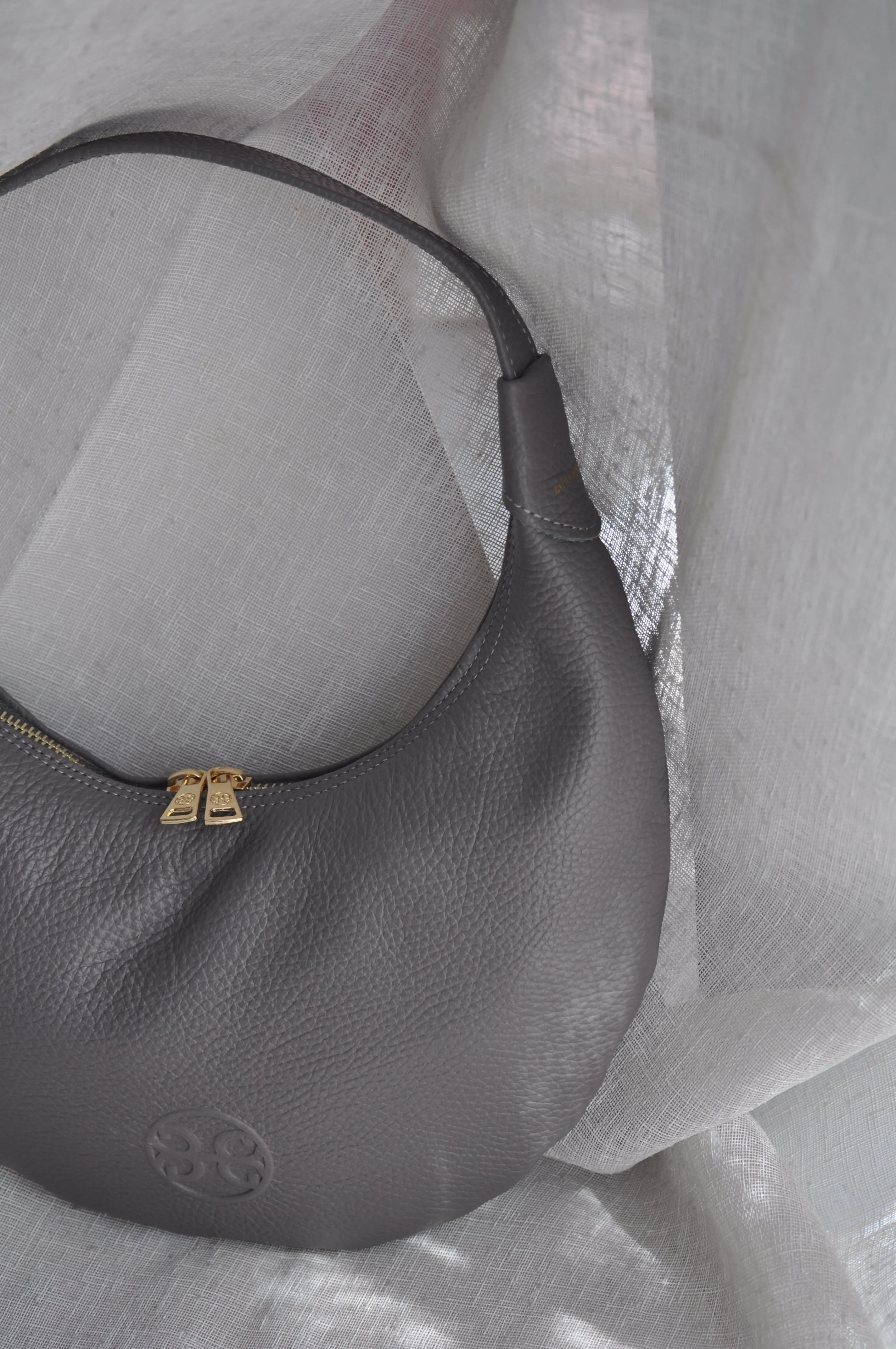 Ophelia Small Leather Shoulder Bag - Ash