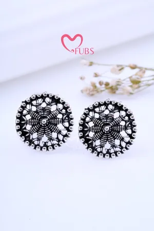 Oxidized Radiant Studs Earrings