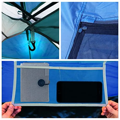 Pacific Pass Camping Tent 6 Person Family Dome Tent, Navy Blue
