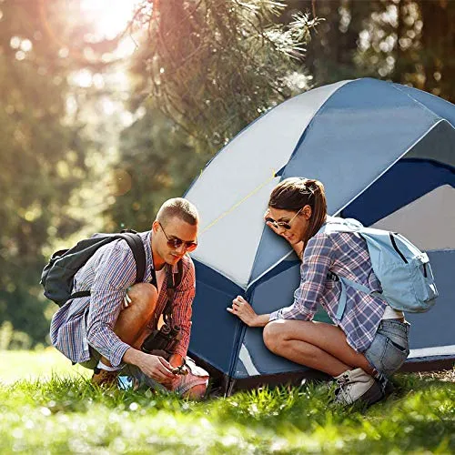 Pacific Pass Camping Tent 6 Person Family Dome Tent, Navy Blue