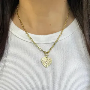 PAPERCLIP CHAIN   RADIANT HEART CHARM NECKLACE