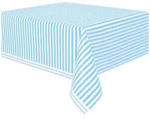 Pastel Blue Stripes Plastic Rectangle Tablecover 137cm x 274cm