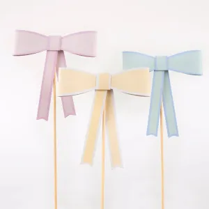 Pastel Bow Cake Toppers x 3