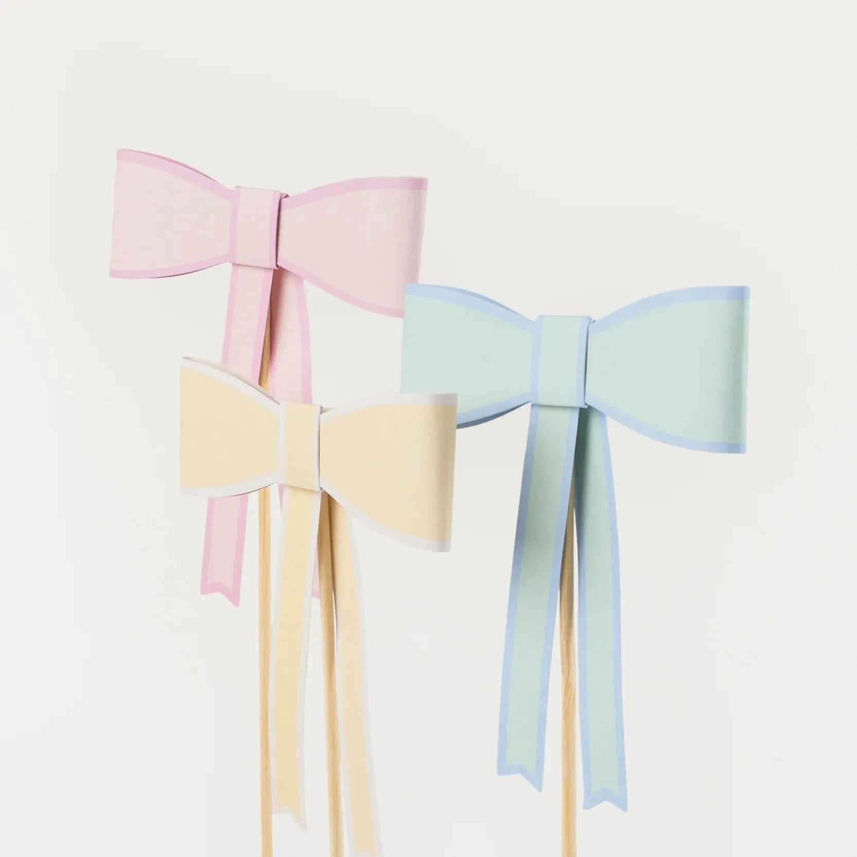 Pastel Bow Cake Toppers x 3