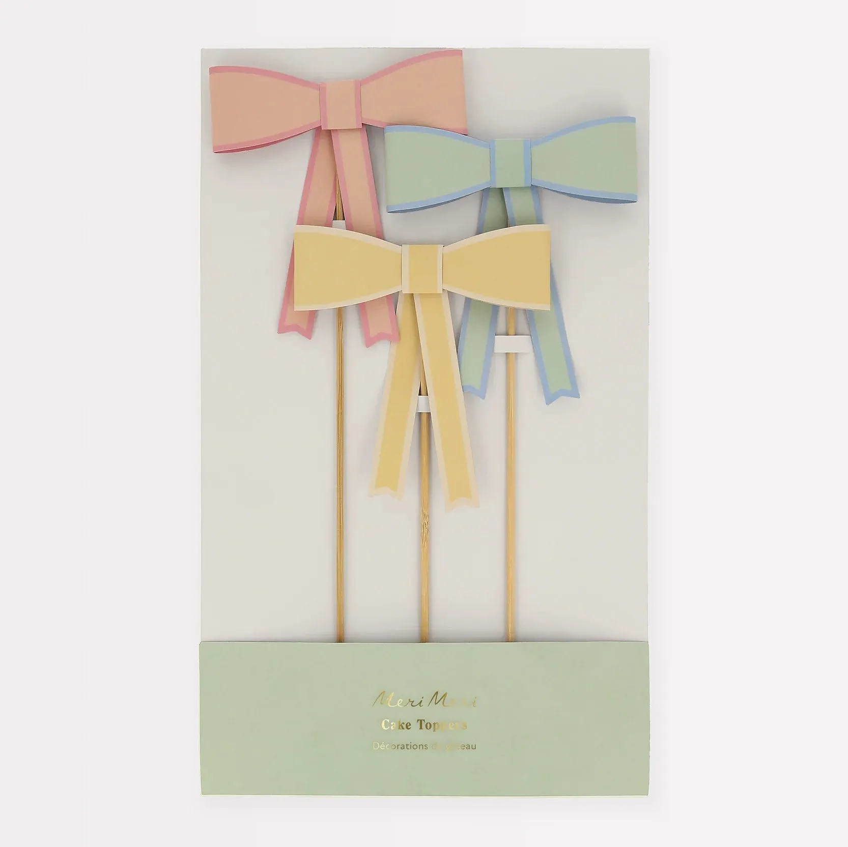 Pastel Bow Cake Toppers x 3
