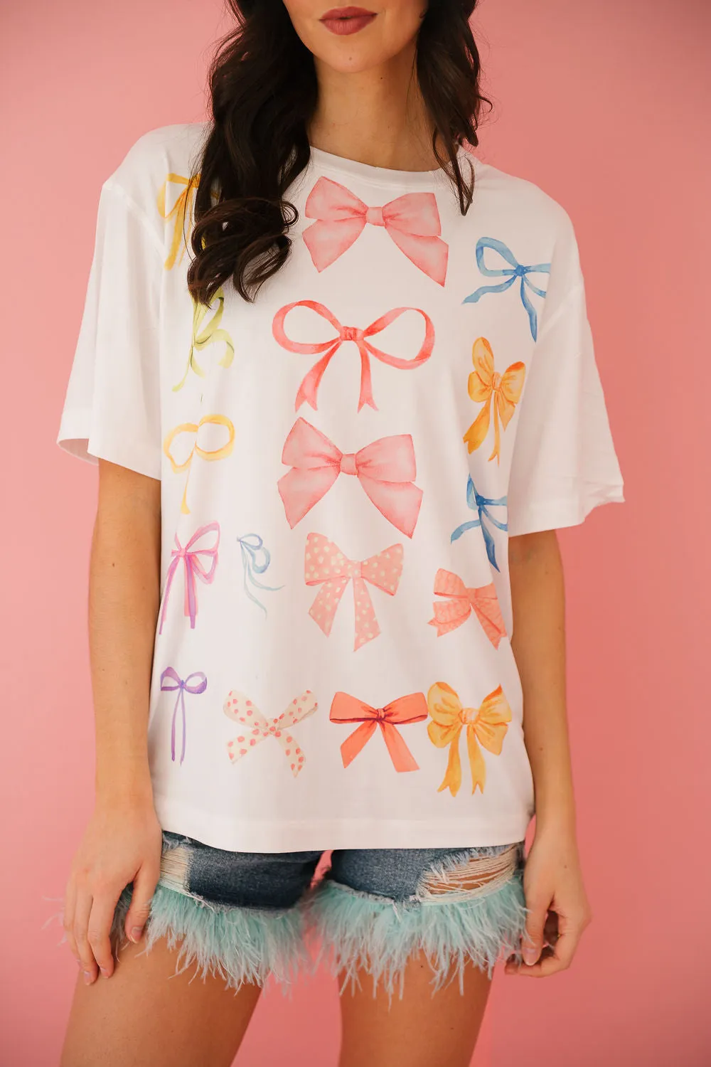 PASTEL BOWS WHITE TEE