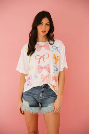 PASTEL BOWS WHITE TEE
