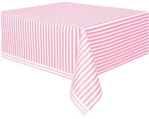Pastel Pink Stripes Platic Rectangle Tablecover 137cm x 274cm