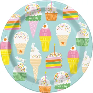 Pastel Rainbow Cake & Ice Cream Plates - Dinner 8 Pkt