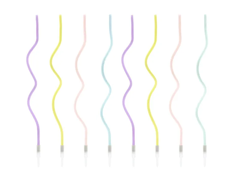 Pastel Swirly Cake Candles - Pack of 8