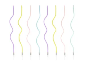 Pastel Swirly Cake Candles - Pack of 8