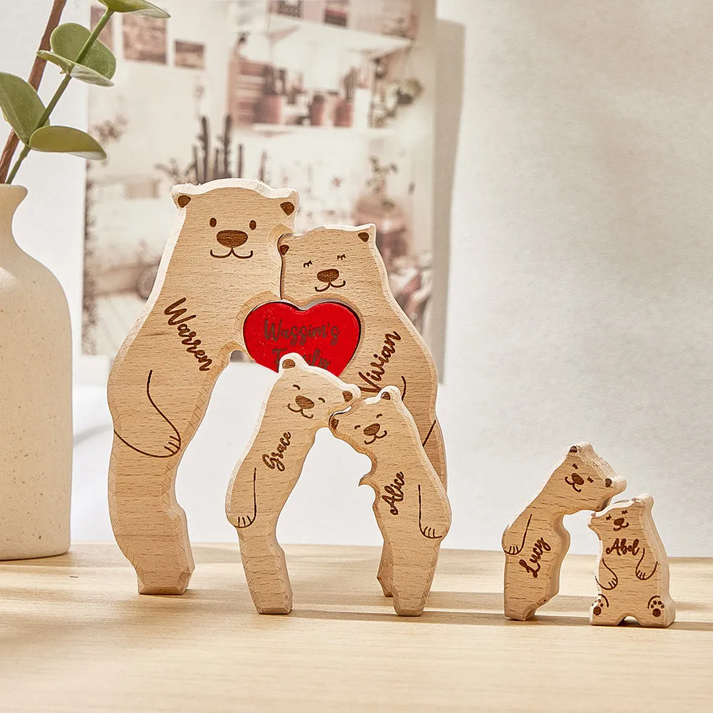 Personalised Wooden Bears Custom Family Member Names Puzzle Home Decor Gifts
