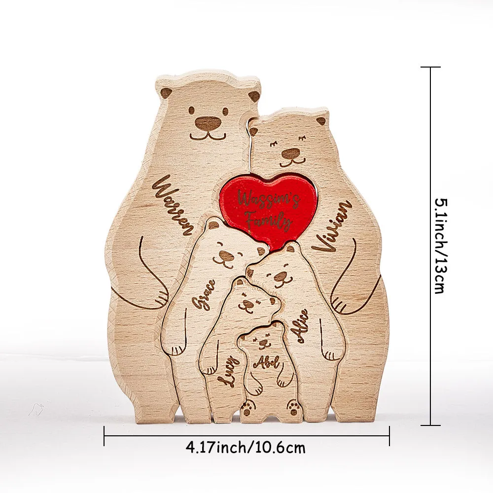 Personalised Wooden Bears Custom Family Member Names Puzzle Home Decor Gifts