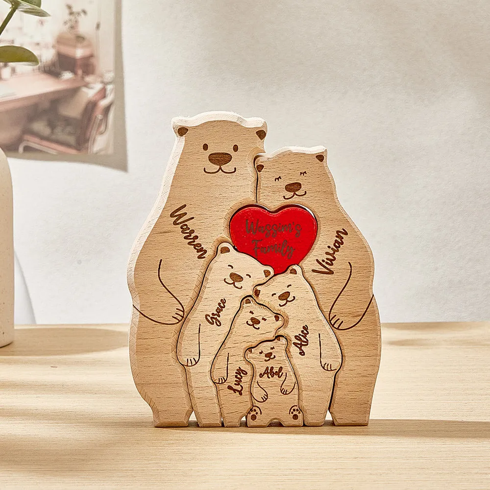Personalised Wooden Bears Custom Family Member Names Puzzle Home Decor Gifts