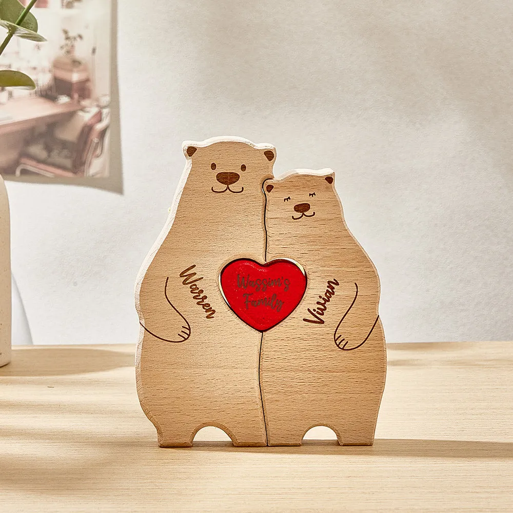 Personalised Wooden Bears Custom Family Member Names Puzzle Home Decor Gifts