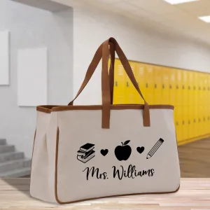 Personalized Teacher Cotton Canvas Tote Bag Gift for Teachers Life Tote Custom Teacher Appreciation Gift Bag Teacher Name Bag (TTB1033)