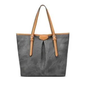 PU Leather Buckles Zip Shoulder Bag - Deep Gray