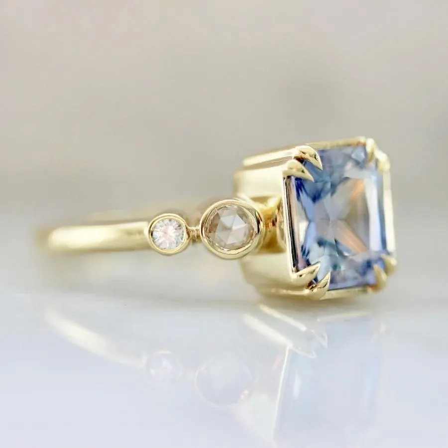 Queen Bee Light Blue Radiant Cut Sapphire Ring