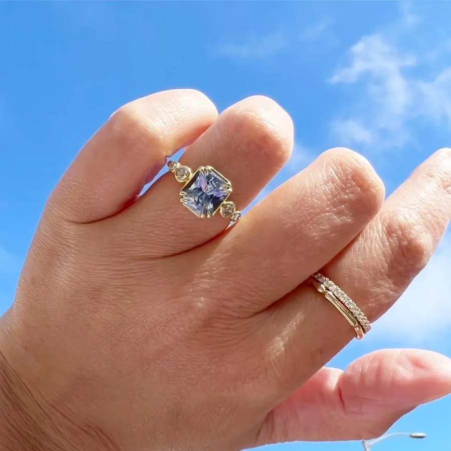 Queen Bee Light Blue Radiant Cut Sapphire Ring
