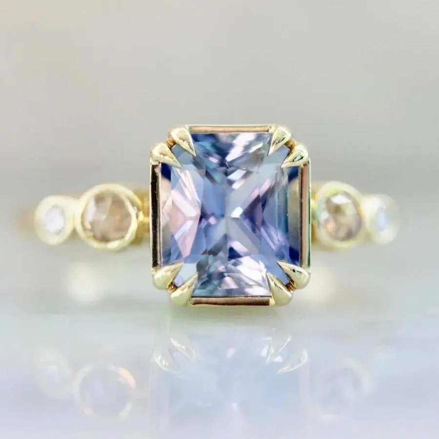 Queen Bee Light Blue Radiant Cut Sapphire Ring