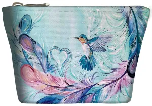 "Hummingbird Feathers" Zippered Coin Purse artwork by Métis artist, Carla Joseph