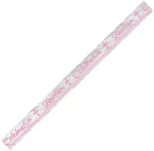 Radiant Cross Pink Baptism Foil Banner 3.6m