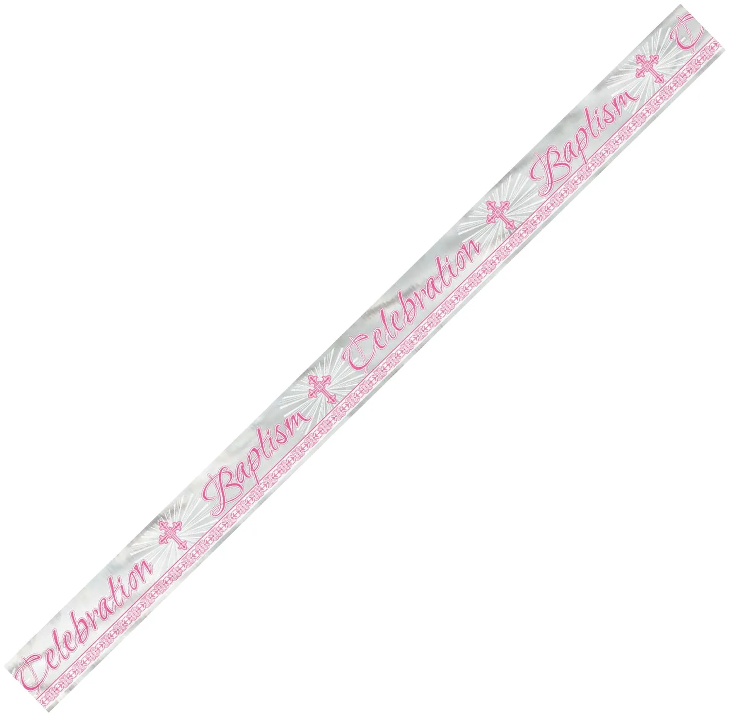 Radiant Cross Pink Baptism Foil Banner 3.6m