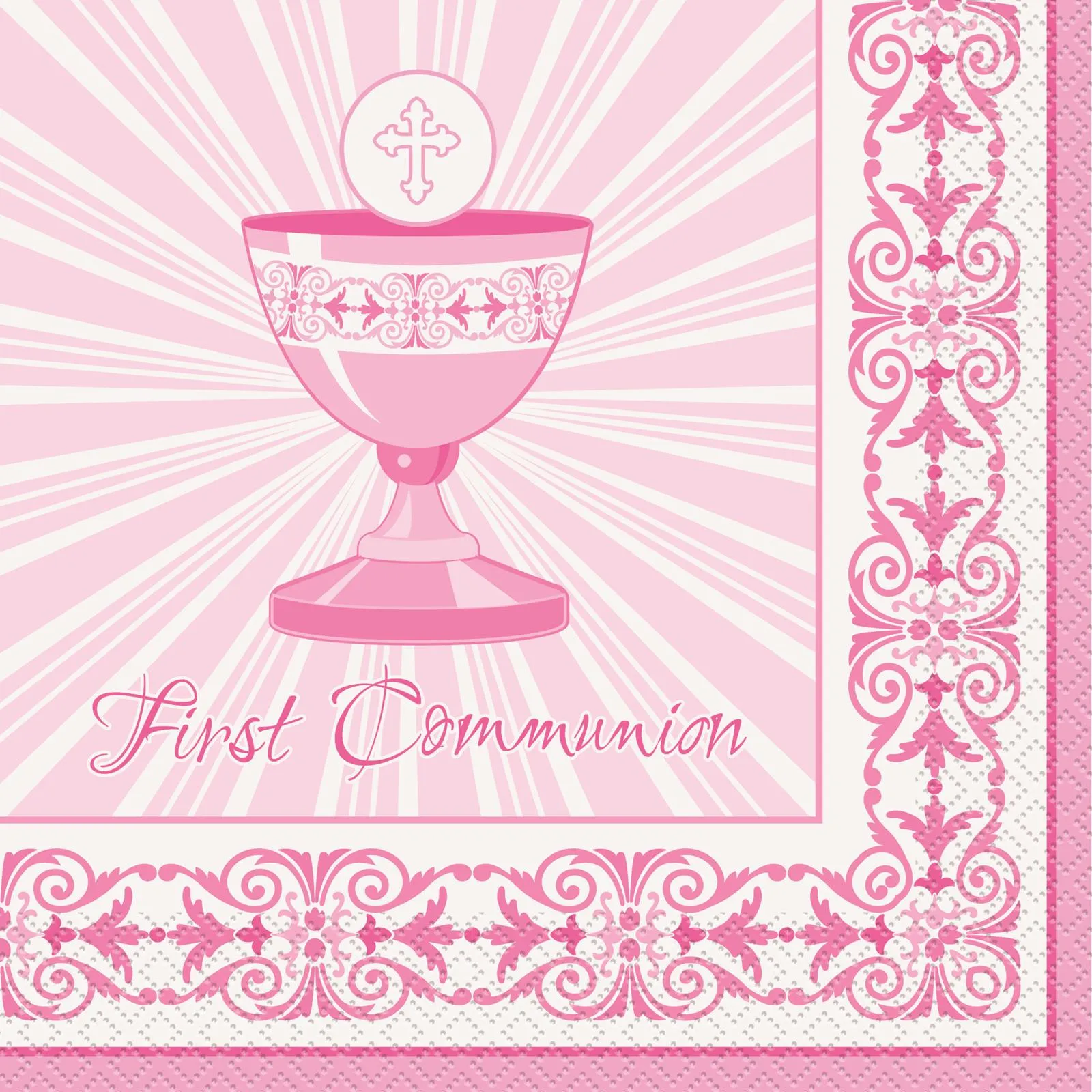 Radiant Cross Pink Communion Lunch Napkins 16pk
