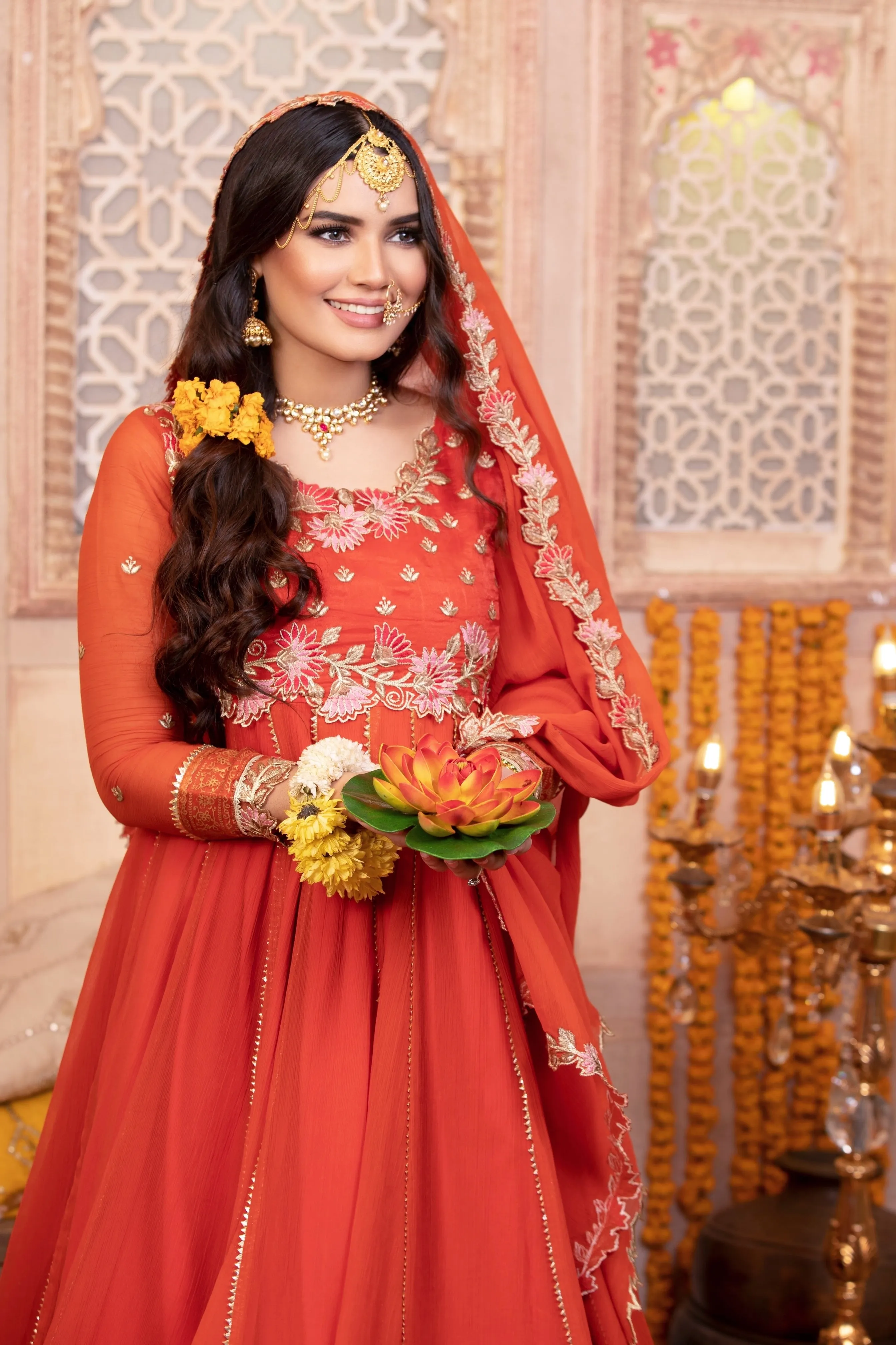Radiant Orange Embroidered Anarkali Gown (Rang-e-Hina)