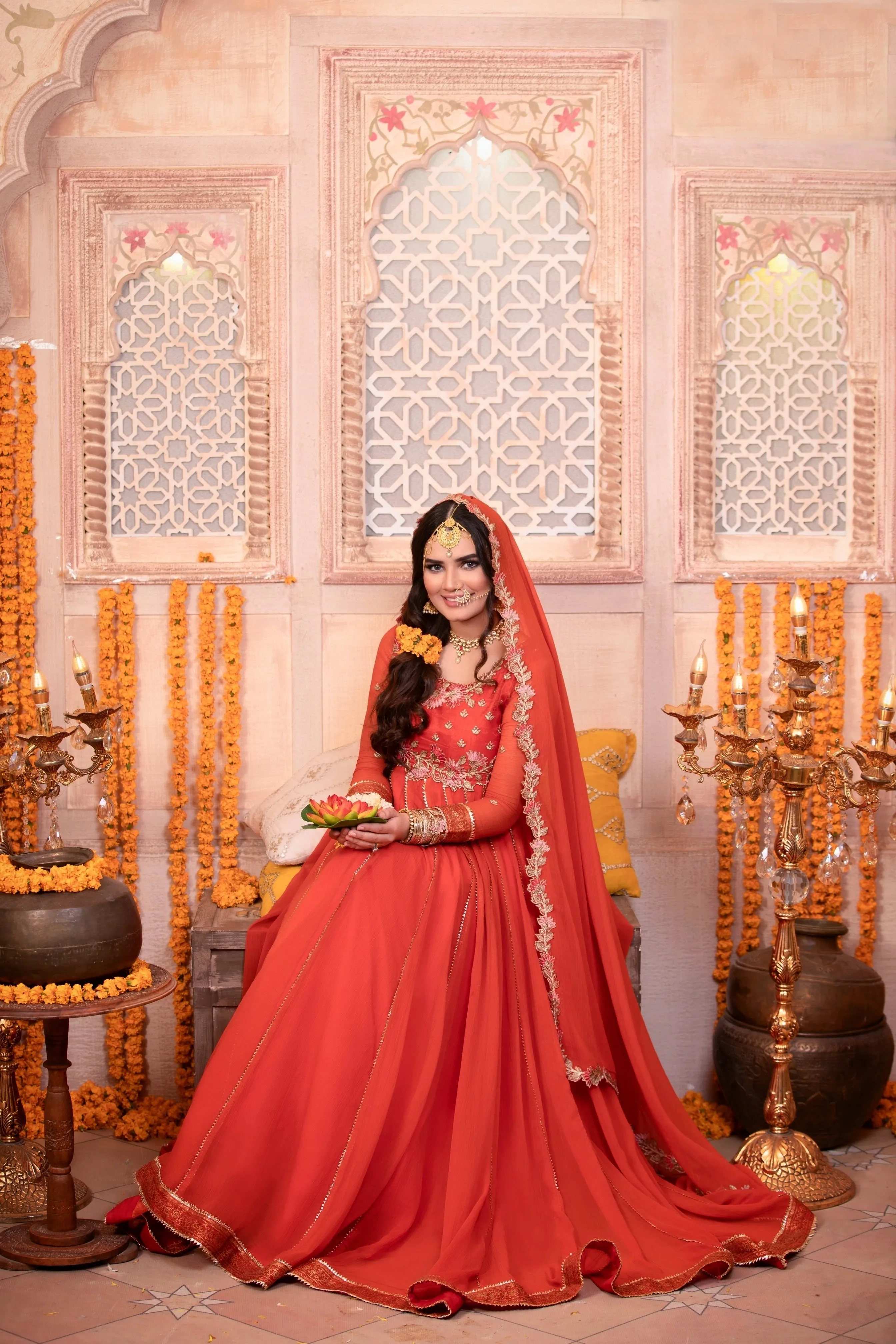 Radiant Orange Embroidered Anarkali Gown (Rang-e-Hina)