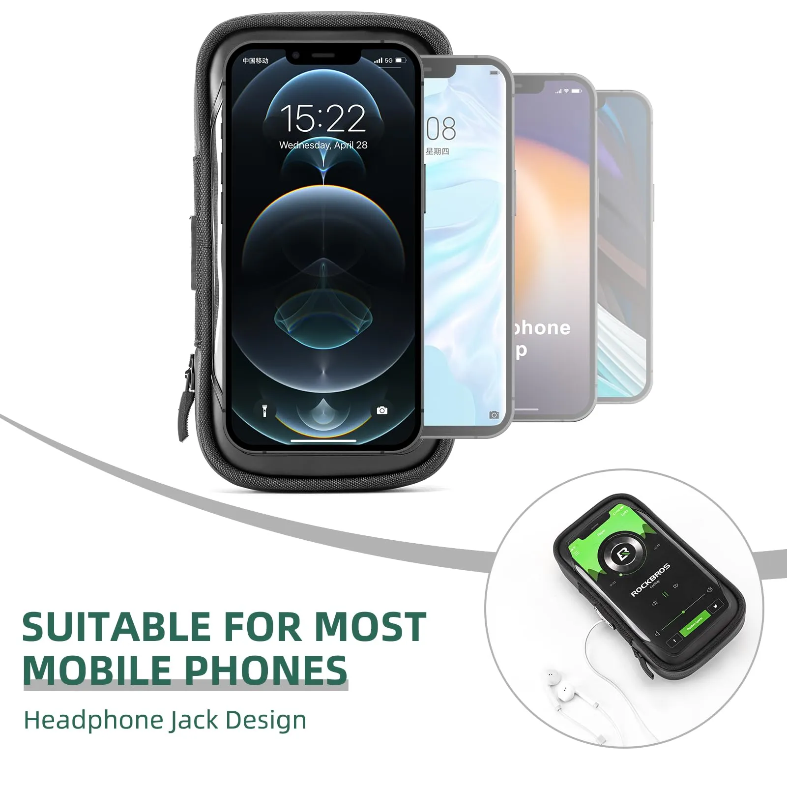 ROCKBROS Bike Phone Mount Bag 270°Rotatable Quick Release Bike Phone Holder Handlebar Bag