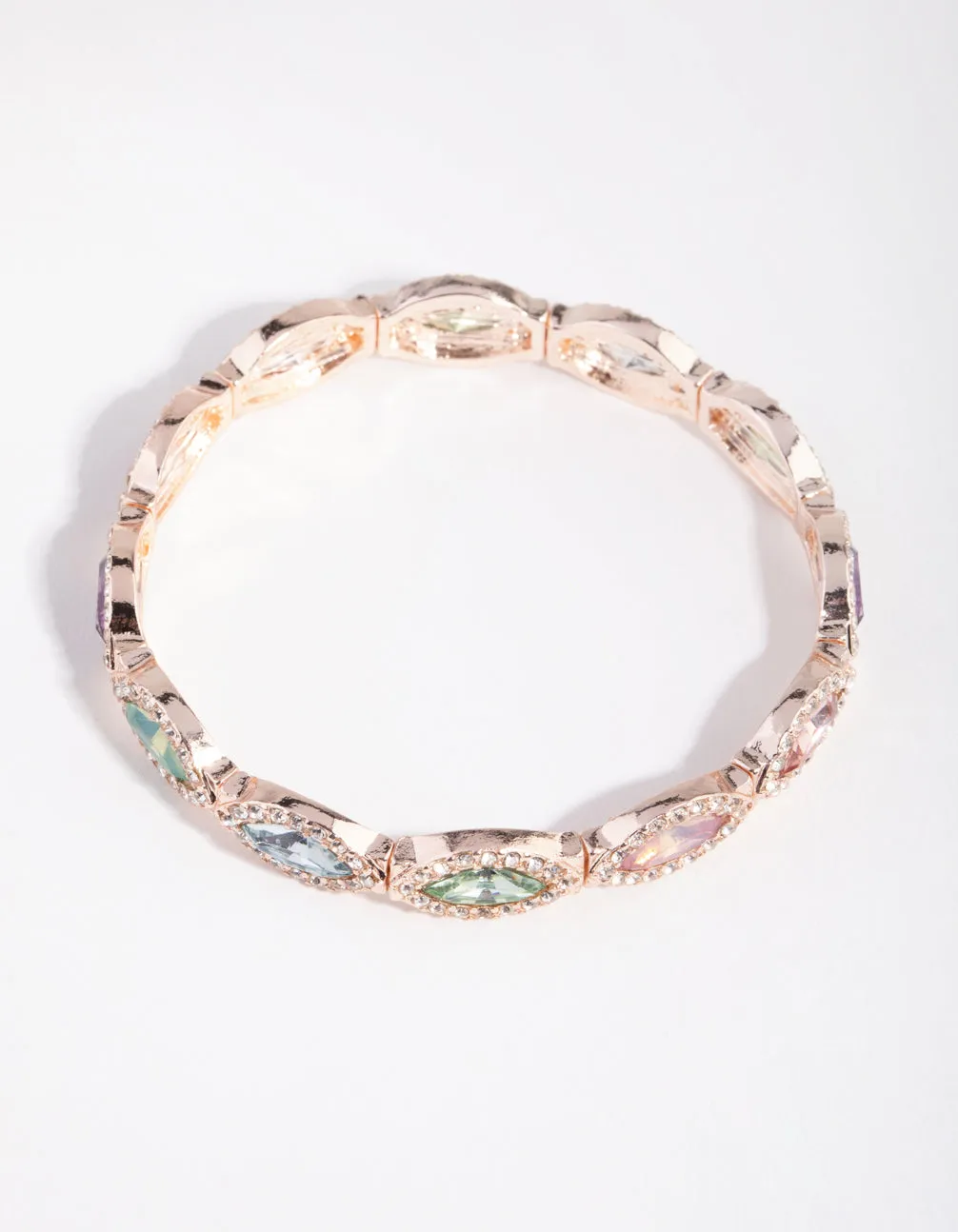 Rose Gold Marquise & Diamante Stretch Bracelet