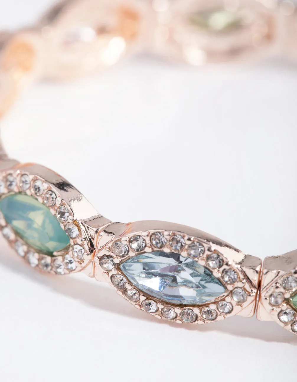 Rose Gold Marquise & Diamante Stretch Bracelet