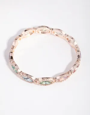 Rose Gold Marquise & Diamante Stretch Bracelet