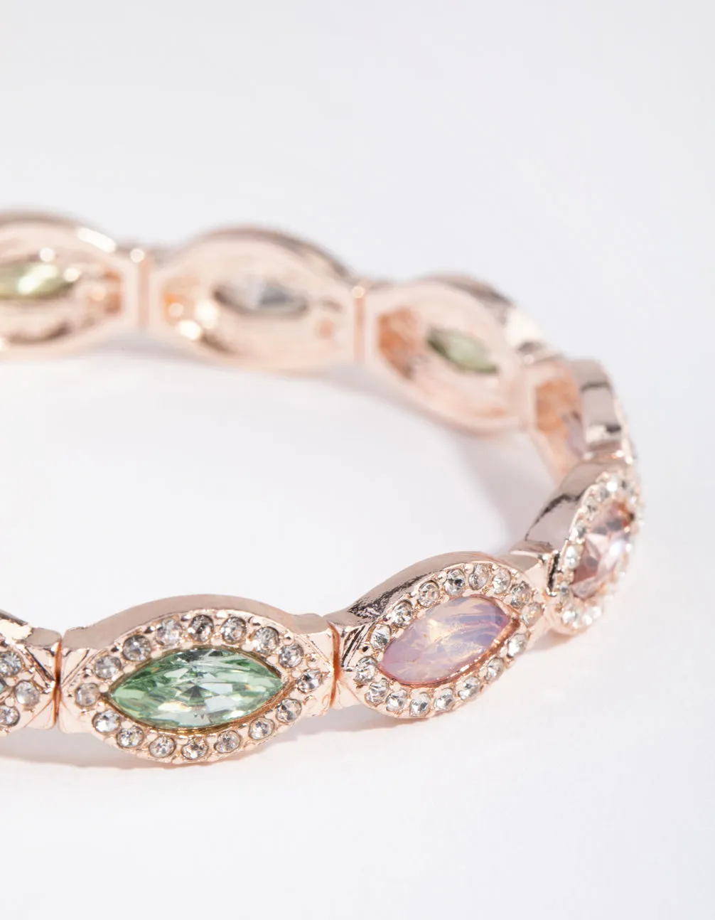 Rose Gold Marquise & Diamante Stretch Bracelet