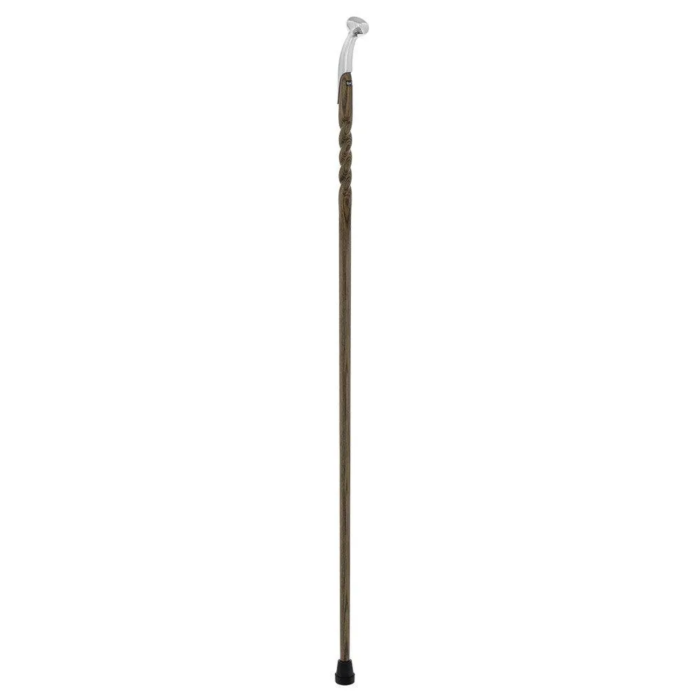 Scratch and Dent Hame Chrome Plated Handle Walking Stick With Twisted Ash Wood Shaft V2310