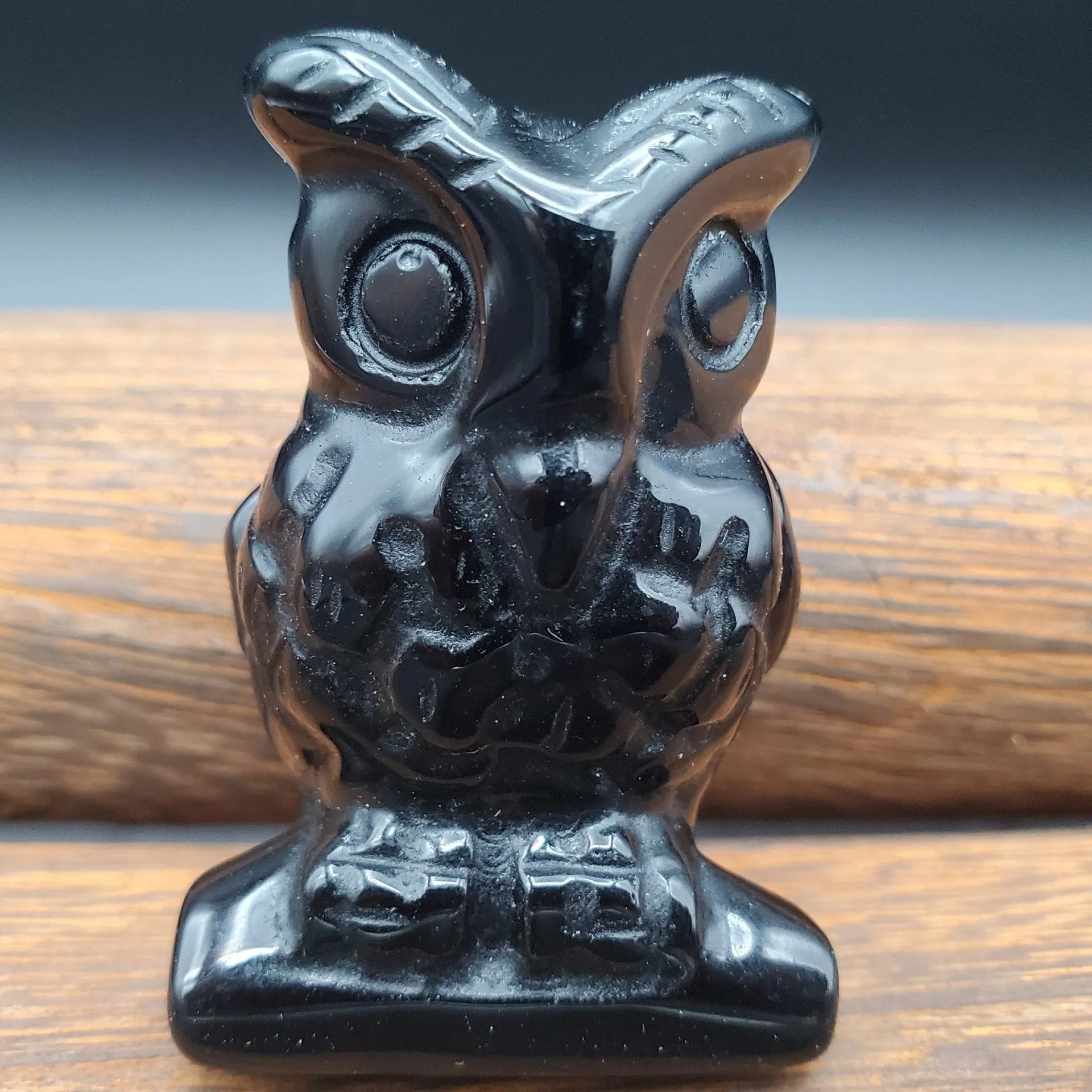 Semi-Precious Gemstone Carved Owl Figurine Sculpture 2 Inch