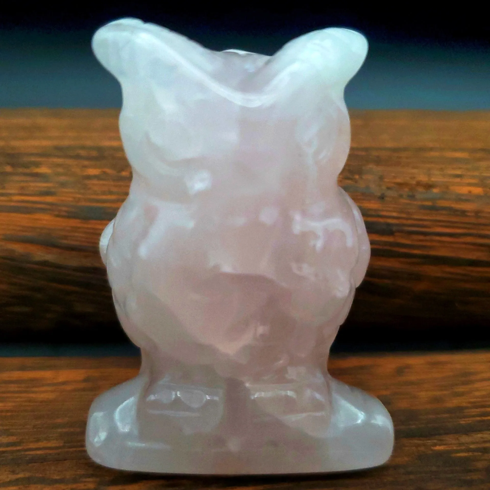 Semi-Precious Gemstone Carved Owl Figurine Sculpture 2 Inch