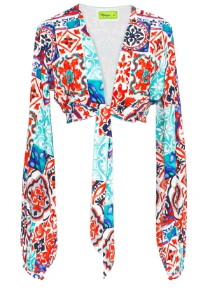 Siciliana - Carmella Cropped Blouse (Pastel Green)
