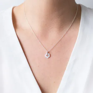 Silver Hexagon Rays Necklace